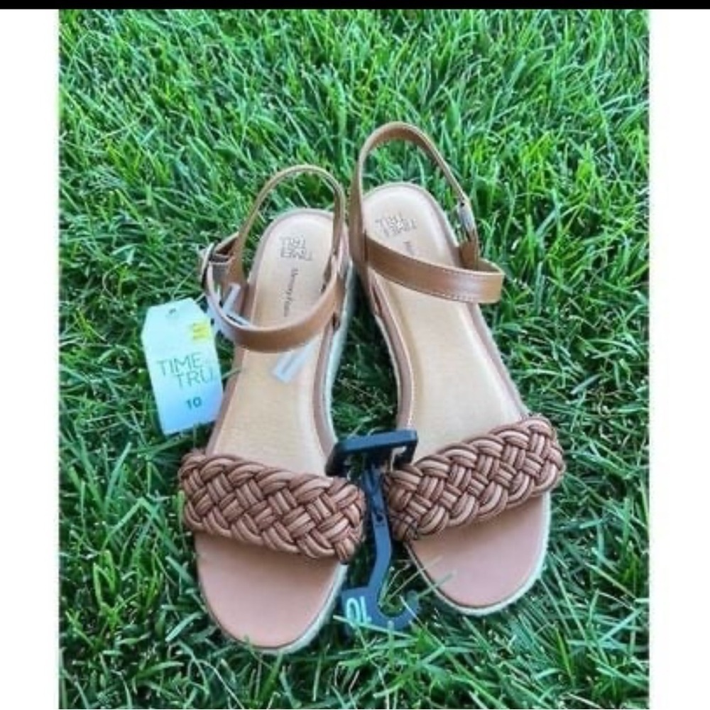 Time and Tru Women's Braided Wedge Sandals size 10